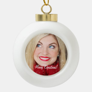 Custom Photo Ceramic Ball Christmas Ornament