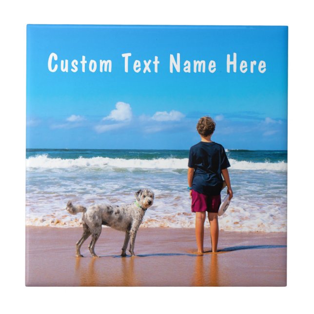 Custom Photo Ceramic Tile Your Photos and Text (Front)