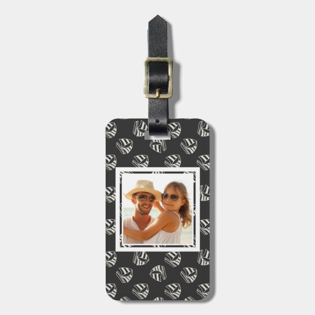 Custom Photo Chalk Drawn Sailboat Pattern Luggage Tag (Front Vertical)