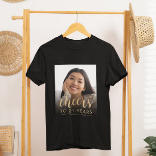 Custom Photo Cheers 21st Birthday Party T-Shirt