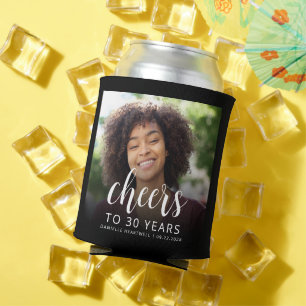 Custom Photo Cheers 30th Birthday Party Can Cooler