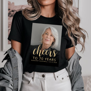 Custom Photo Cheers 70th Birthday Party T-Shirt