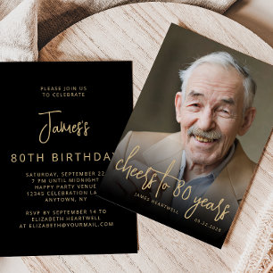 Custom Photo Cheers 80th Birthday Party Invitation