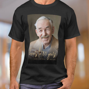 Custom Photo Cheers 80th Birthday Party T-Shirt