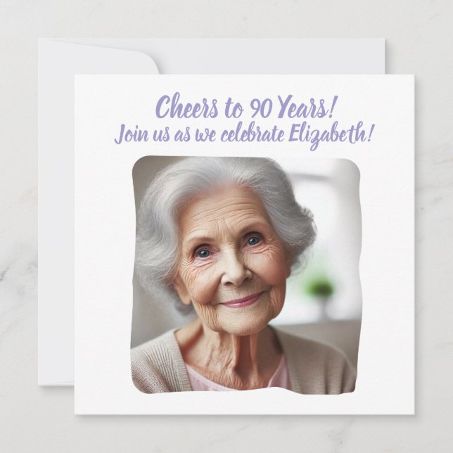 Custom Photo Cheers to 90 Years 90th Birthday Invitation (Front)