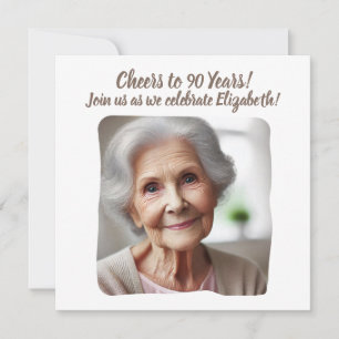 Custom Photo Cheers to 90 Years 90th Birthday Invitation