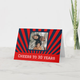 Custom photo, Cheers to any age Birthday Holiday Card