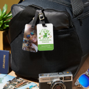 Custom Photo Chihuahua mama St. Patrick's Day Luggage Tag
