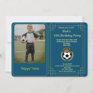 Custom Photo Child Soccer Birthday Invitation Card