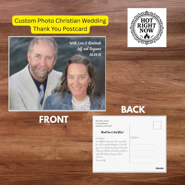 Custom Photo Christian Wedding Thank You Postcard  (Custom Photo Christian Wedding Thank You Postcard)