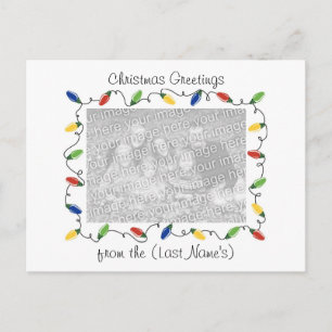 Custom Photo Christmas Card-Christmas Lights Holiday Postcard
