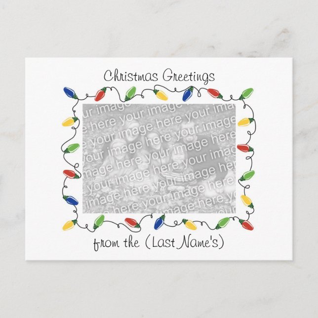 Custom Photo Christmas Card-Christmas Lights Holiday Postcard (Front)