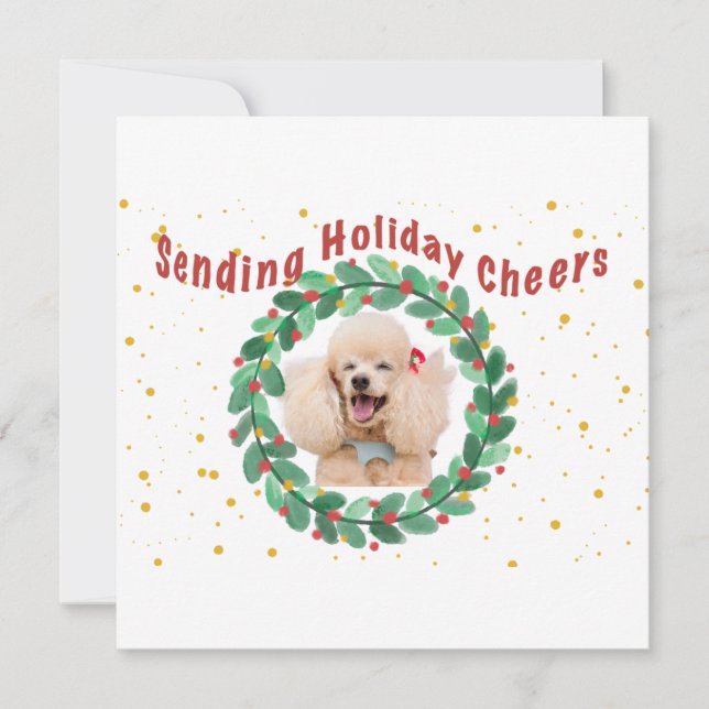 Custom Photo Christmas Card with  Wreath (Front)