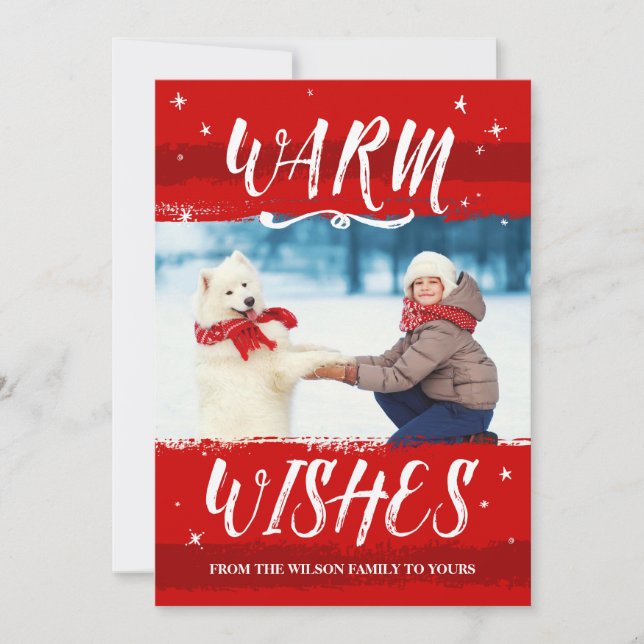 Custom Photo Christmas Cards - Warm Wishes 2017 (Front)