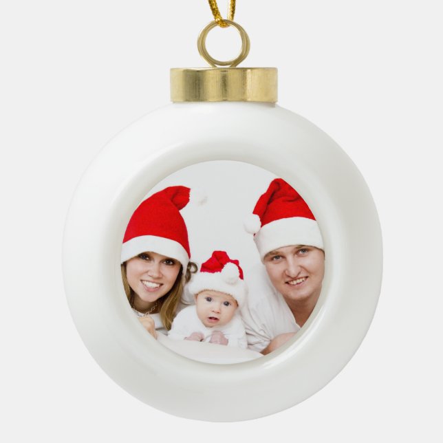 Custom Photo Christmas Ceramic Ball Christmas Ornament (Front)