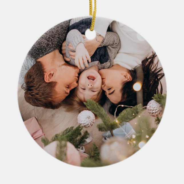Custom Photo Christmas  Ceramic Tree Decoration (Front)