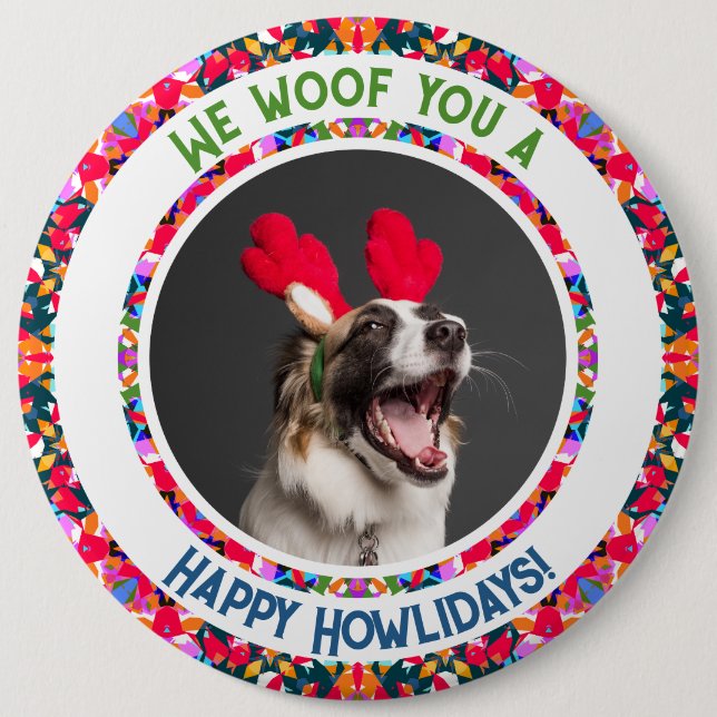 Custom Photo Christmas Dog Mom Mum Colourful 6 Cm Round Badge (Front)