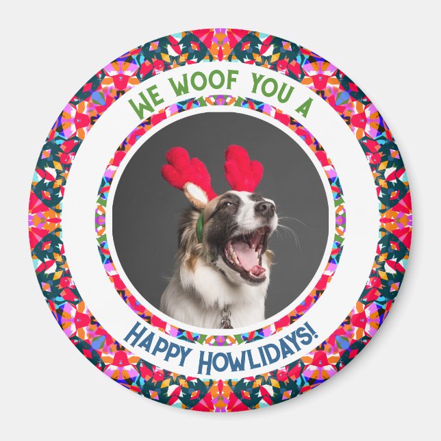Custom Photo Christmas Dog Mom Mum Colourful Magnet (Front)