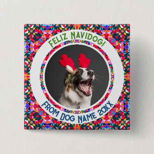 Custom Photo Christmas Dog Mom Mum Dad Colourful 15 Cm Square Badge