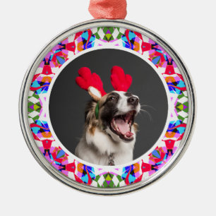 Custom Photo Christmas Dog Mom Mum Dad Colourful Metal Tree Decoration