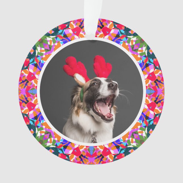 Custom Photo Christmas Dog Mom Mum Dad Colourful Ornament (Front)