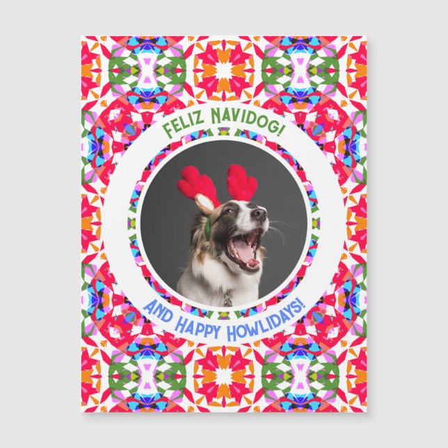 Custom Photo Christmas Dog Mum Dad Colourful Cards (Front)