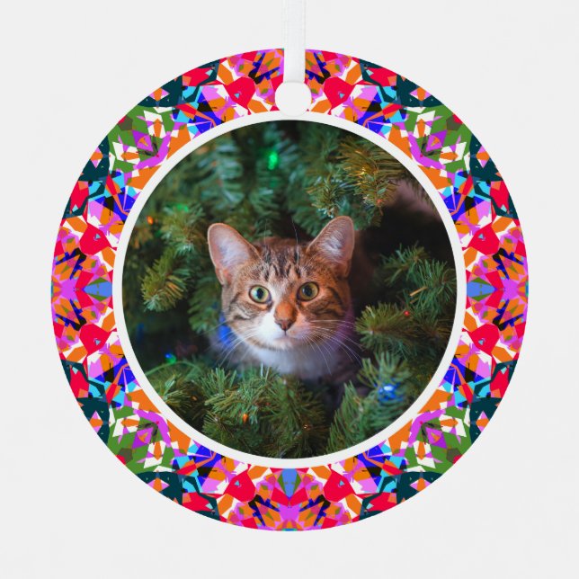 Custom Photo Christmas Dopamine Decor Colourful Metal Tree Decoration (Front)