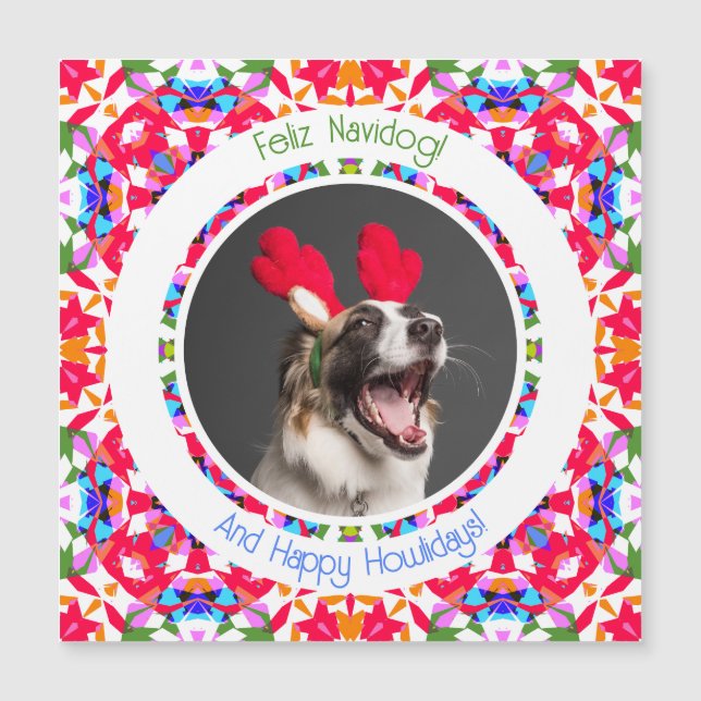 Custom Photo Christmas Dopamine Decor Dog Magnet (Front)