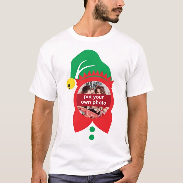 Custom Photo Christmas Elf T-Shirt (Front)