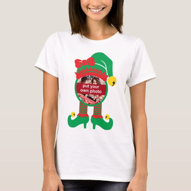 Custom Photo Christmas Elf T-Shirt (Front)