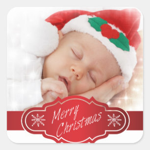 Custom Photo Christmas Gift - Square Sticker