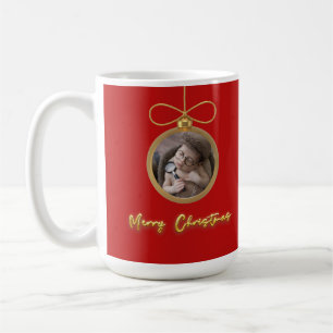 custom Photo Christmas gold Ornament Coffee Mug