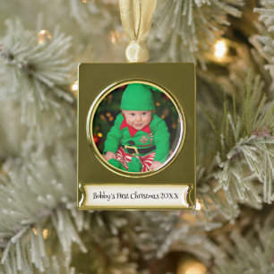Custom Photo Christmas Gold Tone Ornament Keepsake