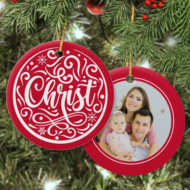 Custom Photo Christmas Holiday Christ Religious Ceramic Tree Decoration (Creator Uploaded)