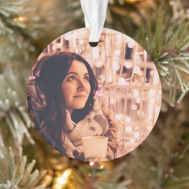 Custom Photo Christmas Holiday Ornament (Tree)