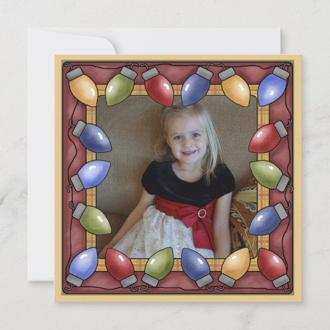 Custom Photo Christmas Lights Holiday Card (Front)