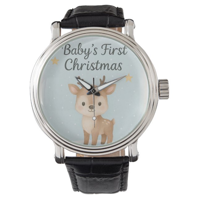 Custom photo christmas luxury gold romantic mens  watch (Front)