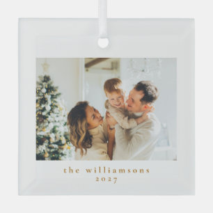 Custom Photo Christmas Minimalist Simple Family Glass Tree Decoration