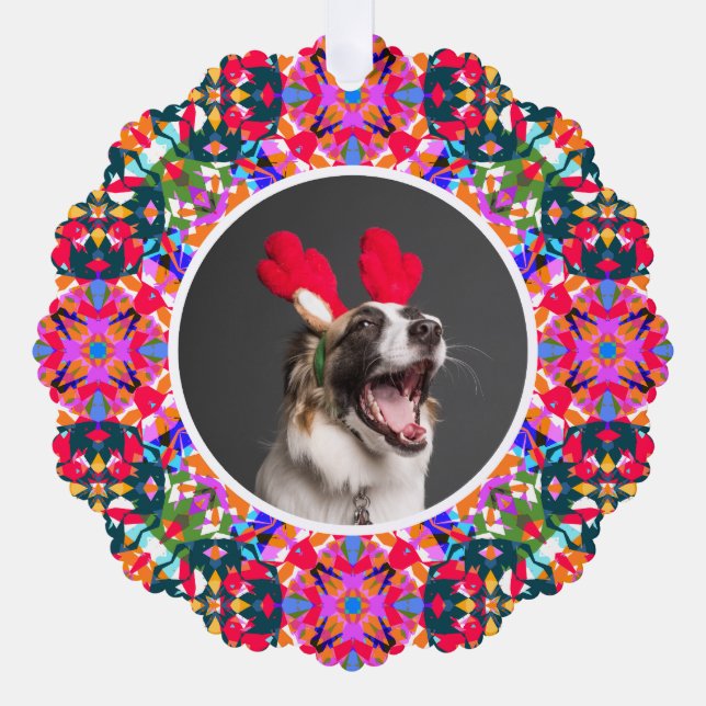 Custom Photo Christmas Pet Dog Cat Memorial  Tree Decoration Card (Front)