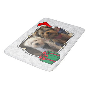 Custom Photo Christmas Santa Hat Pet HO HO HO Bath Mat