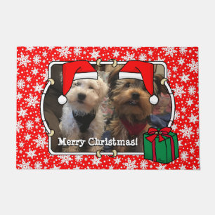 Custom Photo Christmas Santa Hat Pet HO HO HO Doormat