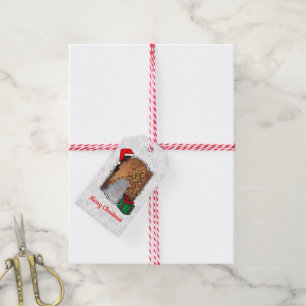 Custom Photo Christmas Santa Hat Pet HO HO HO Gift Tags