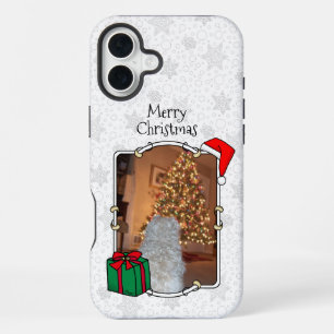 Custom Photo Christmas Santa Hat Pet HO HO HO iPhone 16 Plus Case