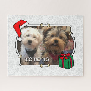 Custom Photo Christmas Santa Hat Pet HO HO HO Jigsaw Puzzle