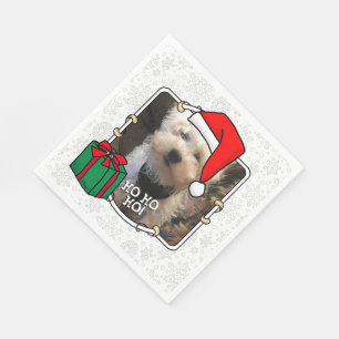 Custom Photo Christmas Santa Hat Pet HO HO HO Napkin