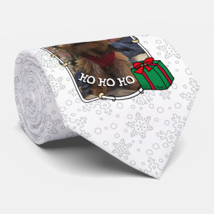 Custom Photo Christmas Santa Hat Pet HO HO HO Tie