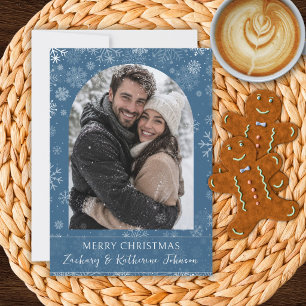 Custom Photo Christmas Snowflakes Card