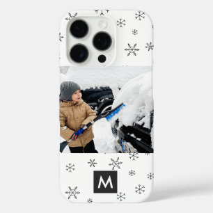 Custom Photo Christmas Snowflakes Monogram iPhone 16 Pro Case