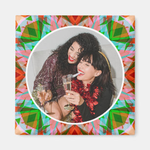 Custom Photo Christmas Star Red Green Family Gift Magnet