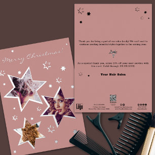 Custom Photo Christmas Stars Foil Holiday Card